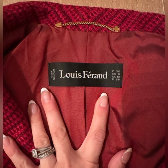 Rare Vintage Louis Féraud Red Houndstooth Jacket – Wool/Mohair – Made in Germany - Picture 8 of 15